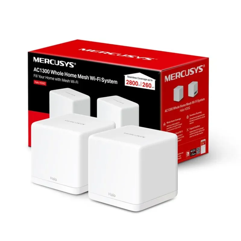 Mercusys Halo H30G Pack 2 Sistemas WiFi Mesh AC1300 Dual Band Gigabit
