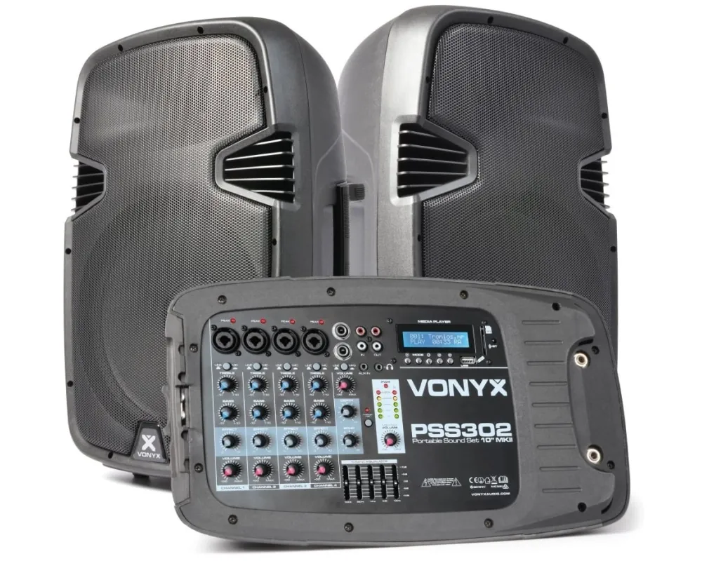Vonyx PSS302 Port.Soundset 2x10 inch MP3/BT