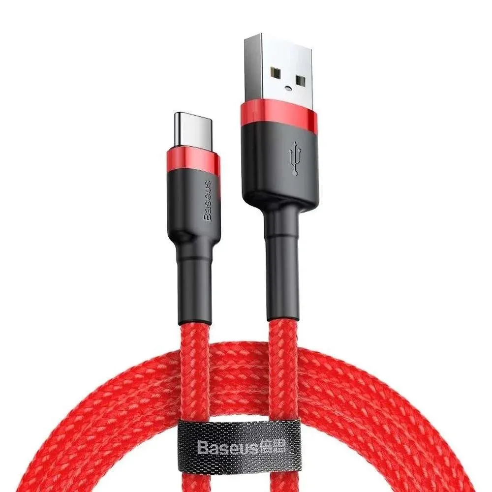Cabo Baseus Cafule USB-A p/ USB-C 3m Vermelho