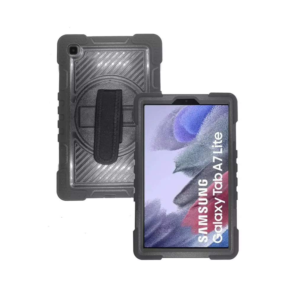 Capa Silicone Anti-Choque Samsung Galaxy Tab A7 Lite Hand Strap Preta