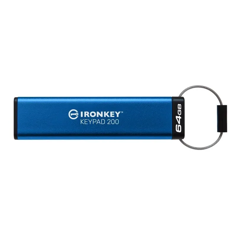 Pen Drive Kingston IronKey Keypad 200 Unidade USB 64GB USB 3.2 Azul