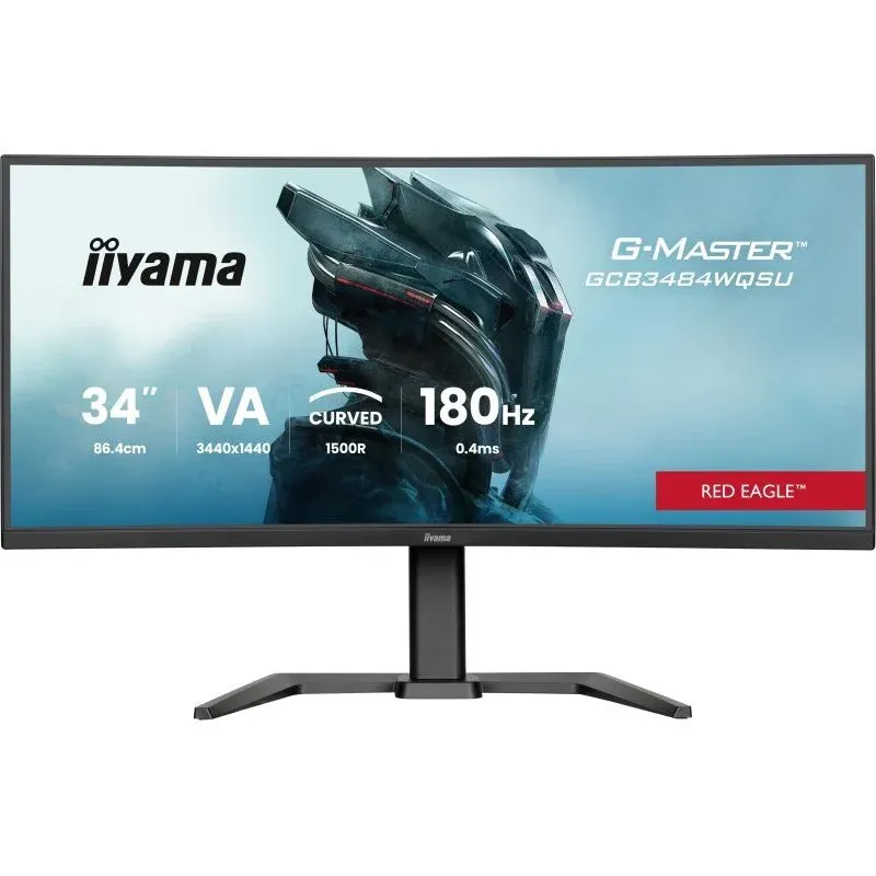 Monitor iiyama G-Master GCB3484WQSU-B1 34" VA CURVO UWQHD 180Hz 0.4ms FreeSync USB-A Alto-falantes Altura Ajustável