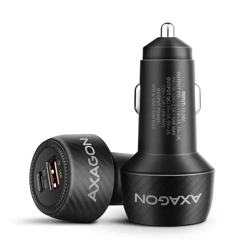 Carregador de Carro Axagon PWC-PQ48 PD3.0 e QC4+ 2× OUTPUTS 48W