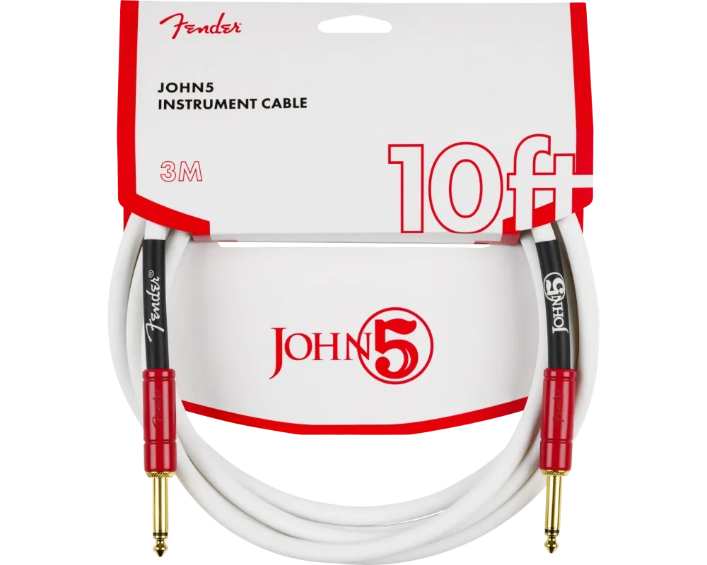 Fender John 5 Instrument Cable White and Red 3mt