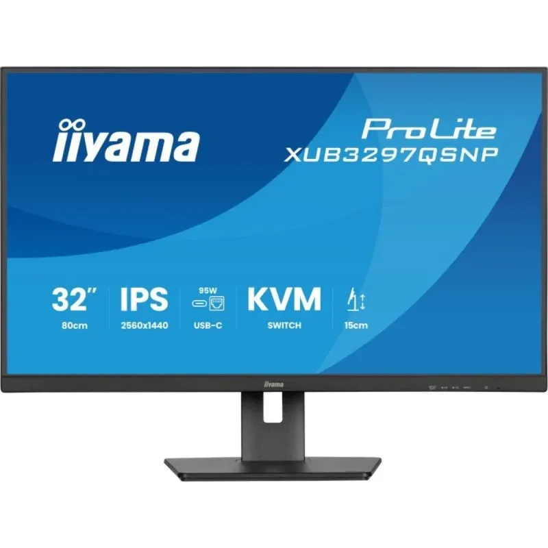 iiyama ProLite XUB3297QSNP-B1 32" IPS QHD 100Hz com Altifalantes, Altura Ajustável, USB-C e KVM