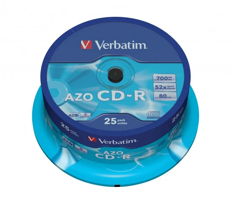 VERBATIM CD-R 52X 700MB 80MIN AZO BOBINE (CAKE) PACK 25