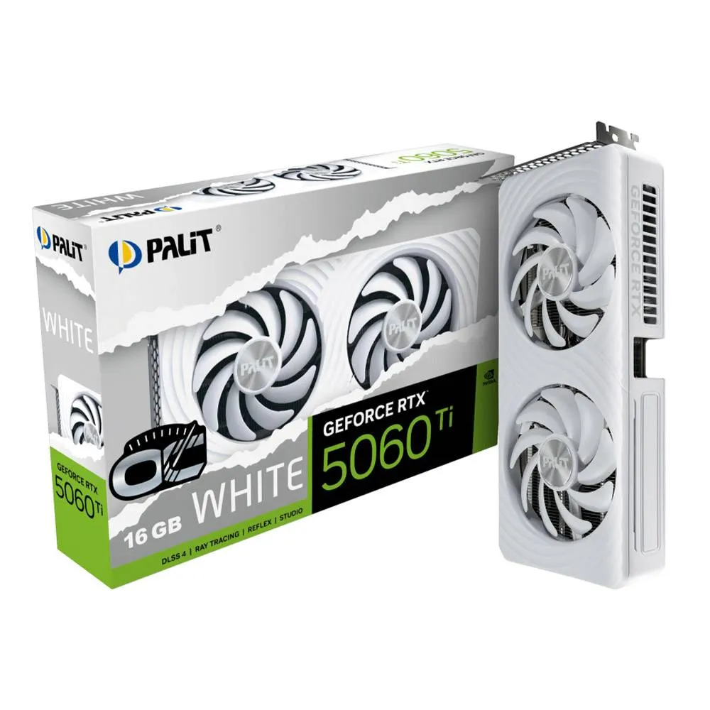 Placa Gráfica Palit NVIDIA GeForce RTX 5060 Ti Blackwell White OC 16GB GDDR7 DLSS4