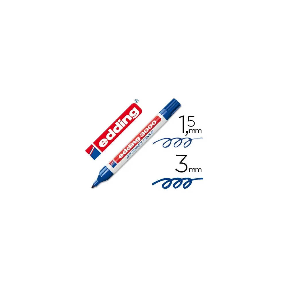 Marcador Edding 3000 Azul-Ponta Redonda 3 mm