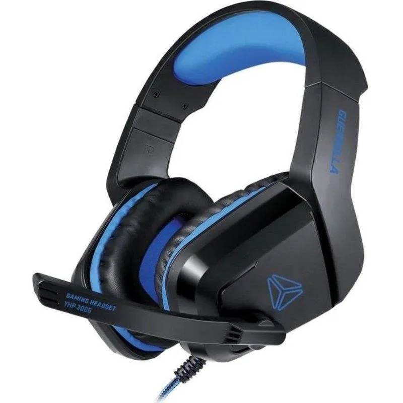 Auriculares Gaming Yenkee YHP 3005 Guerrilla com fio jack 3,5 mm preto e azul