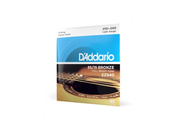 D'Addario EZ940 85/15 12-String Bronze Acoustic Guitar Strings, Light, 10-47