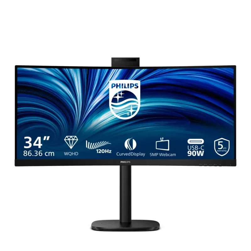 PHILIPS MONITOR VA 34" 21:9 CURVO UWQHD HDMI DP USB-C HAS COLUNAS WEBCAM