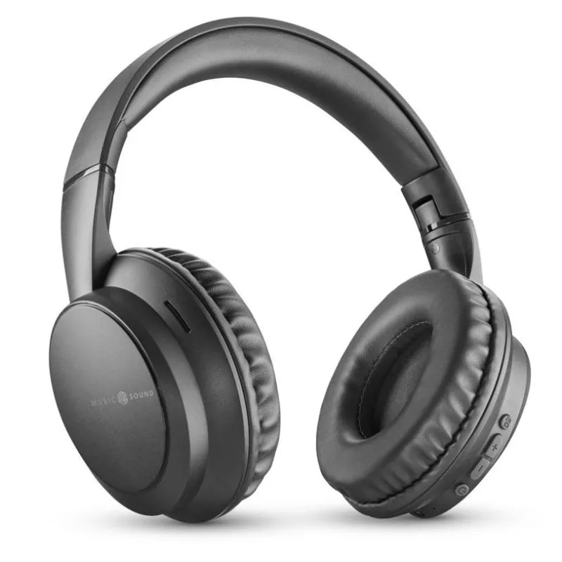Auriculares Music Sound Boost sem fios Bluetooth 3 modos EQ Microfone Dobráveis Pretos