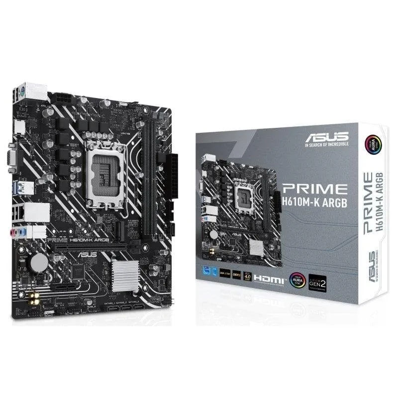 Motherboard ASUS PRIME H610M-K ARGB H610 LGA1700 DDR5 micro ATX RGB PCIe 4.0