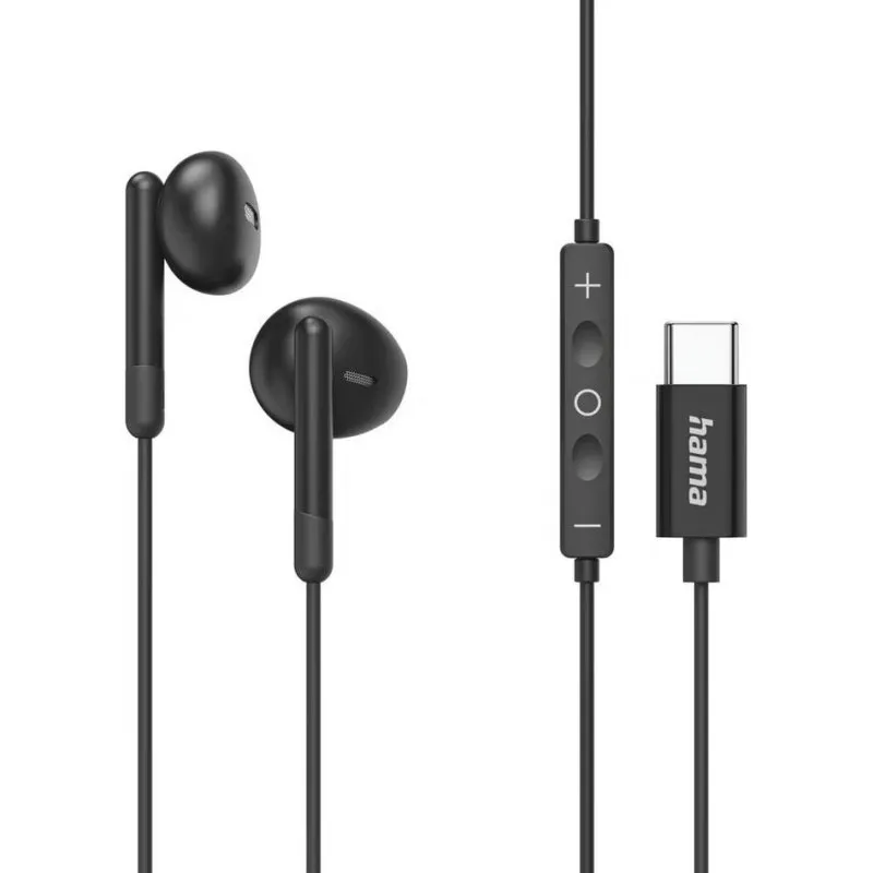 Auriculares Hama com cabo USB-C In Ear para escritório com microfone preto