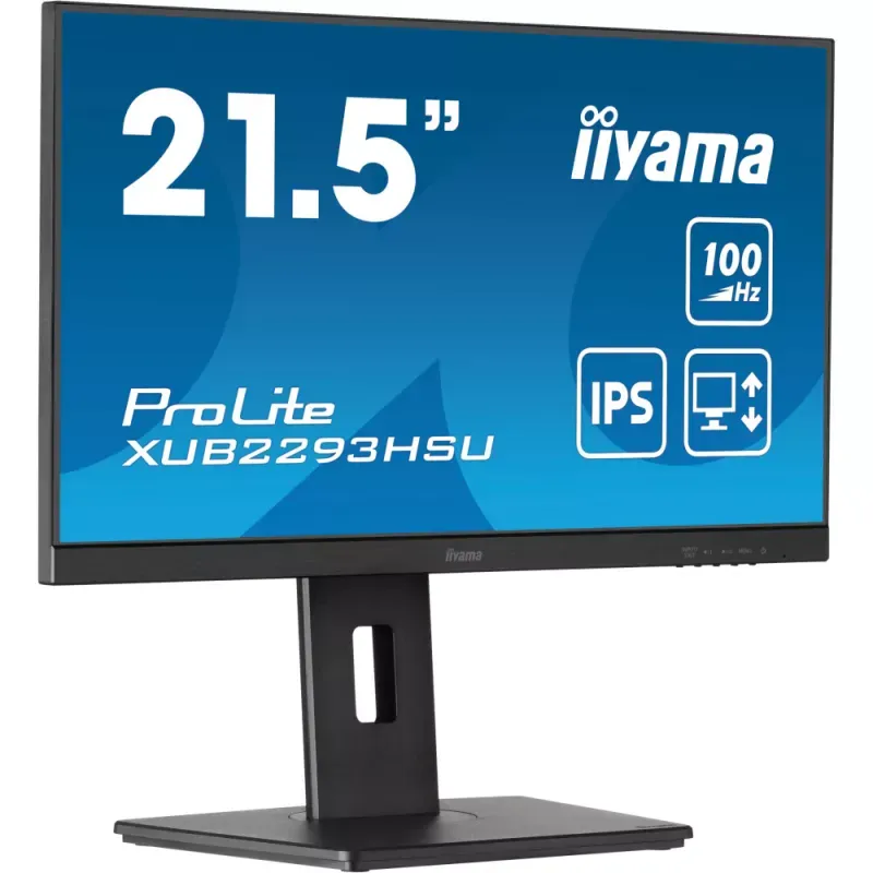 iiyama ProLite XUB2293HSU-B7 - Monitor LED - 21.5" - 1920 x 1080 Full HD (1080p) @ 100 Hz - IPS - 300 cd/m² - 1000:1 - 1 ms - HDMI, DisplayPort - altifalantes - preto, mate