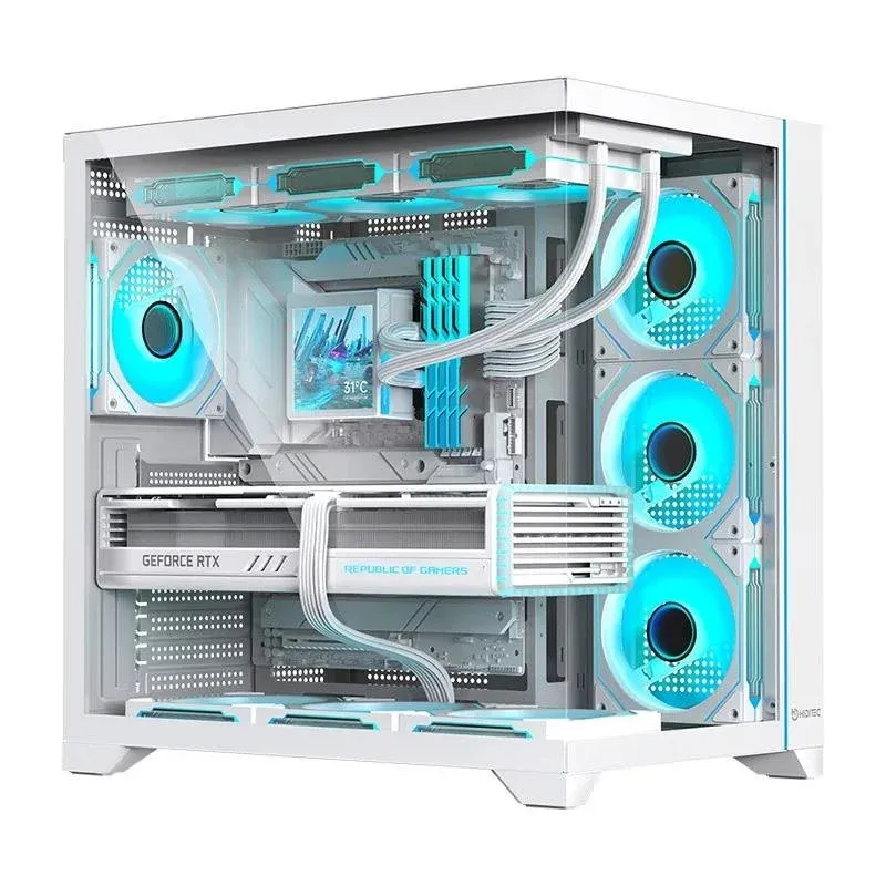 Caixa de Computador Caixa PC Hiditec H3 PRO Midi Tower ATX Vidro Temperado Branco Transparente