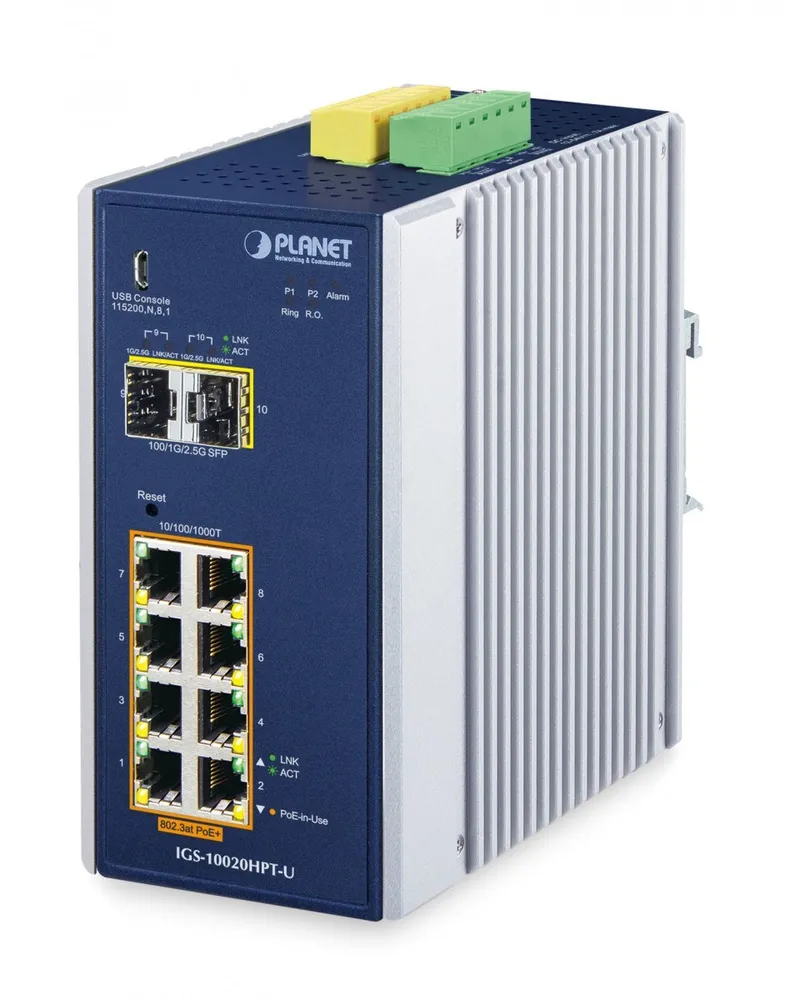 Planet IGS-10020HPT-U IP30 Industrial L2+/L4 8-Port IGS-10020HPT-U