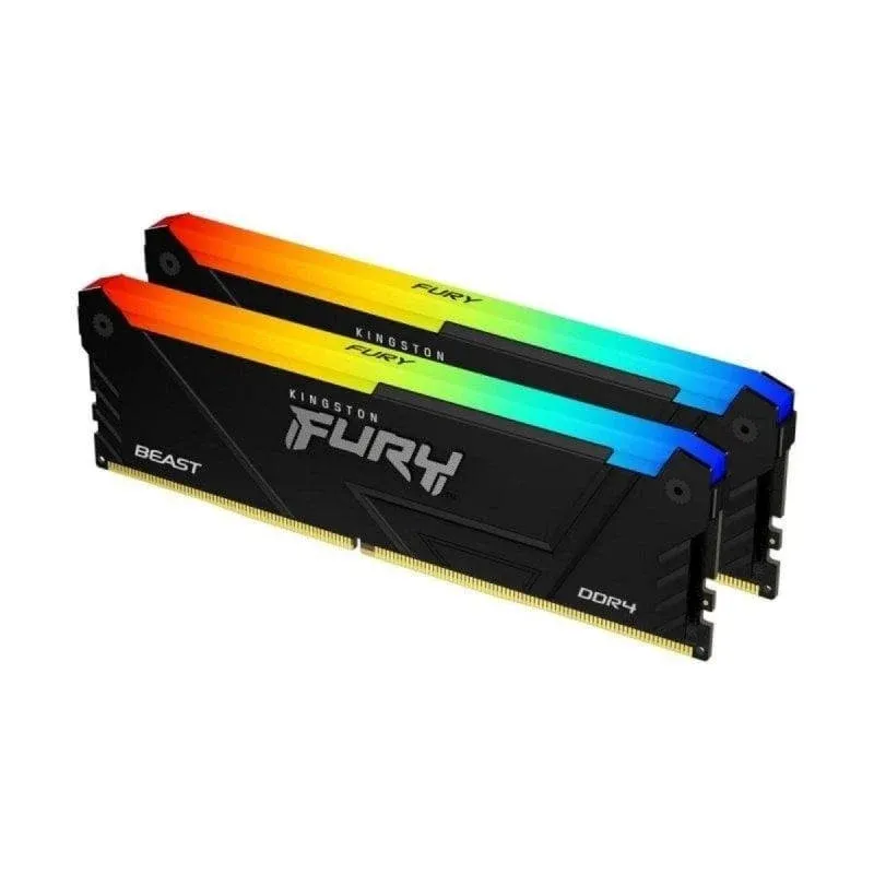 Memória RAM Kingston FURY Beast RGB 32GB 2x16GB DDR4 3600MHz CL18 Intel XMP RGB Preto