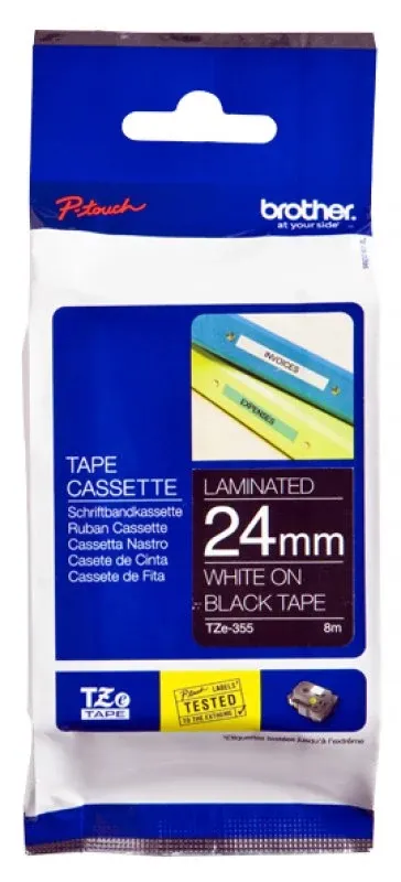 Fita laminada de Standard 24mm - Preto/Branco