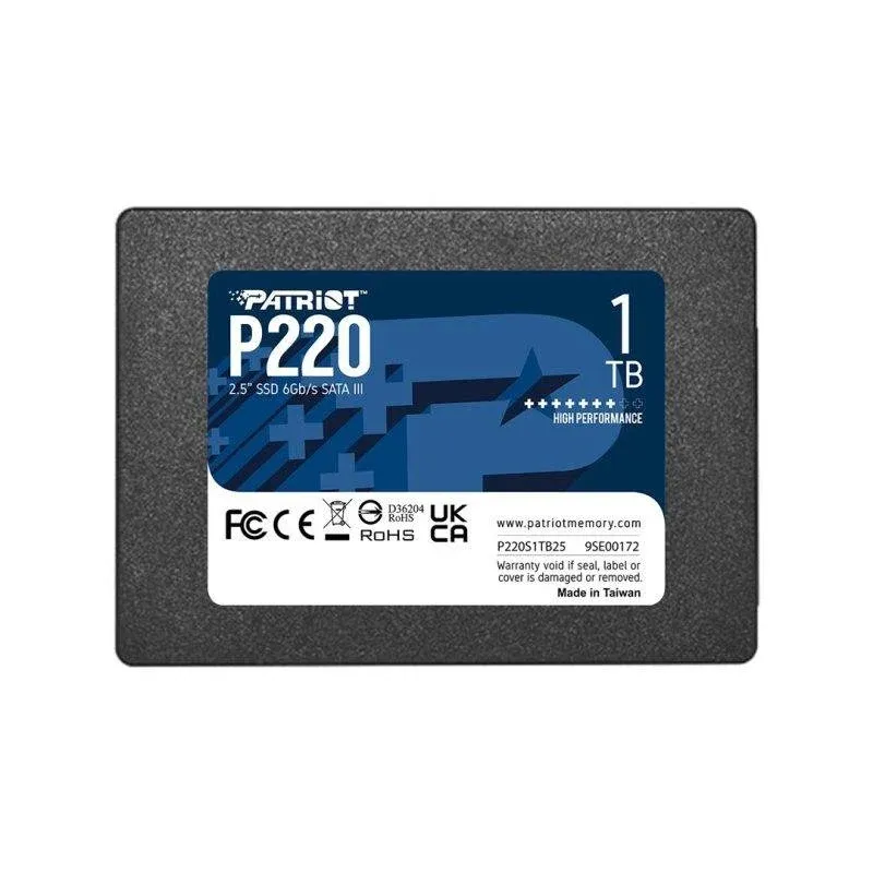 Disco Rígido Patriot P220 SSD 1TB 2,5" SATA III 550MB/s com Suporte TRIM e S.M.A.R.T.