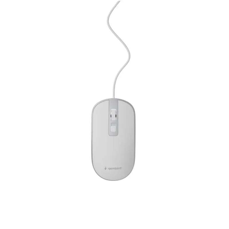 Rato Gembird com fio 1200 DPI Ambidestro 4 Botões Prateado Branco