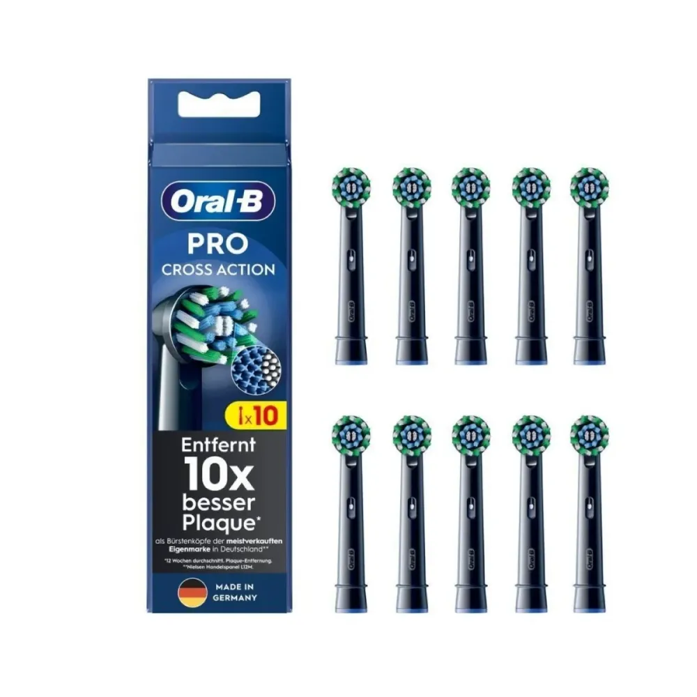 Cabeça de Escova de Dentes Oral-B Cross-Action Pretas (10 Unidades)