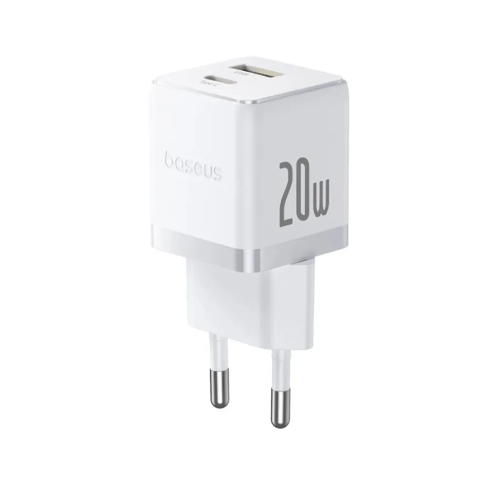 Carregador Baseus Palm Fast Charger USB-C / USB-A 20W Branco