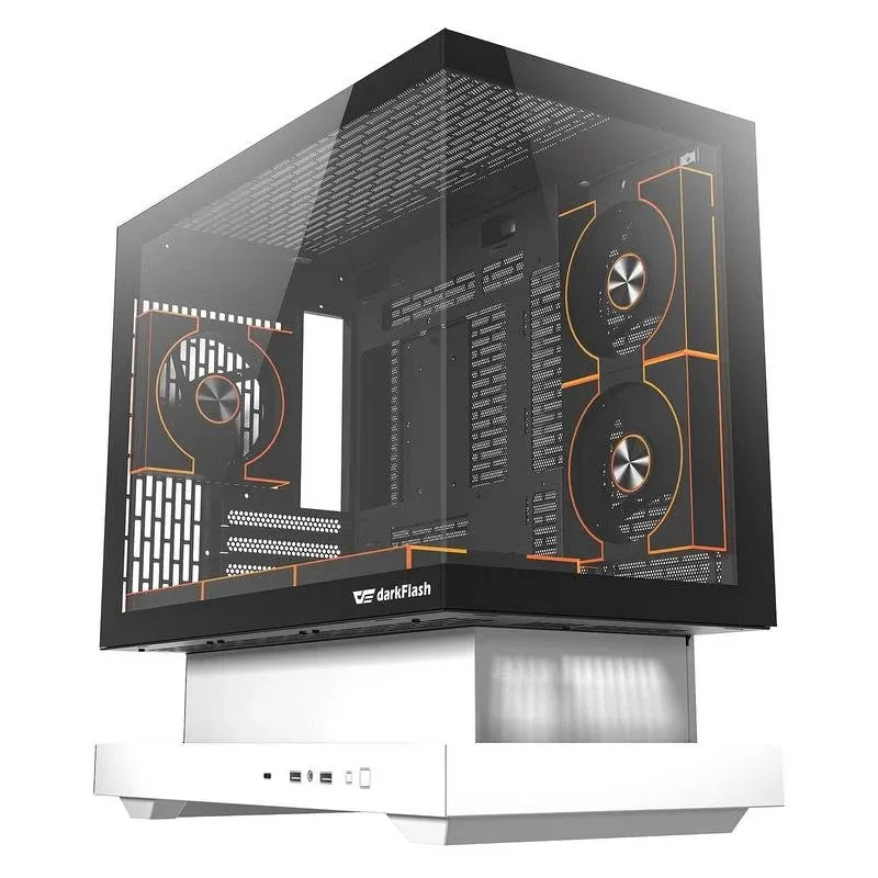 Caixa de Computador Caixa Darkflash FLOATRON F1 DF-FLOF1DM8L-WH vidro temperado 6x ARGB ventoinhas branca