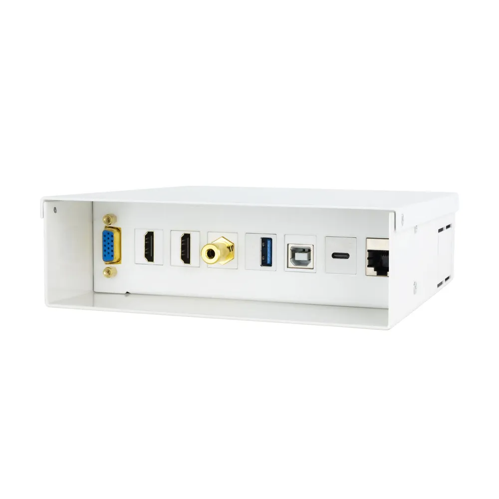Caixa de ligações multimédia de parede Nanocable VGA + 2x HDMI + JACK 3,5 mm + 1x USB-C 10G + 1x USB-B 2.0 + 1x USB-A 3.0 + 1x RJ45 Cat.6A STP Branca