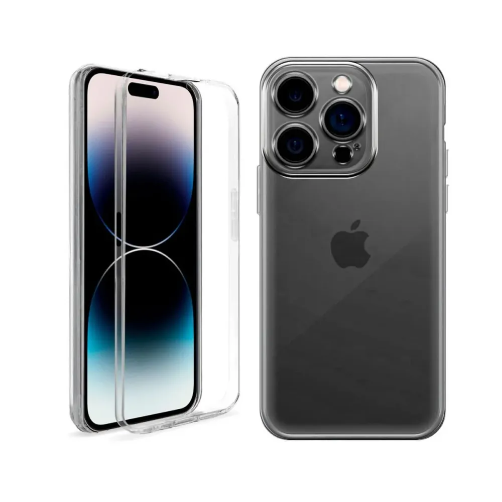 Silicone Frente e Verso iPhone 14 Pro Transparente