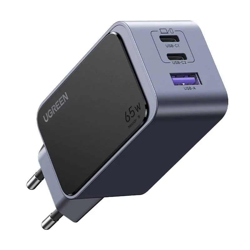Carregador UGREEN Nexode S GaN Infinity 65W 1xUSB-A + 2xUSB-C Fast Charger Preto