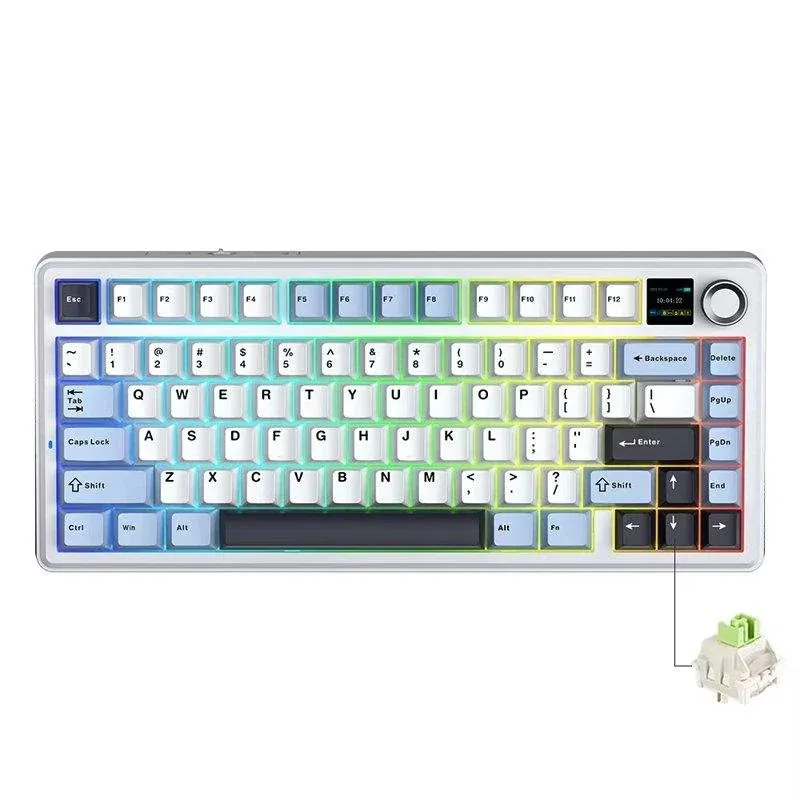 Teclado Aula F75 Max sem fios 75% RGB ecrã TFT Hot-swappable