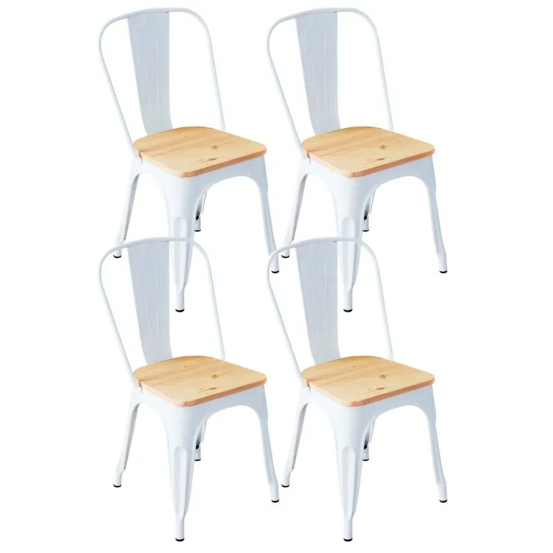 Thinia Home Strong Pack 4 Cadeiras Industriais Branco/Madeira