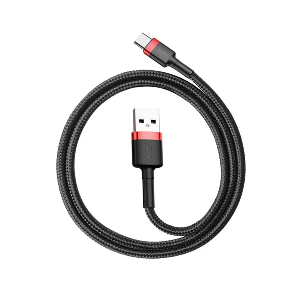 Cabo de Dados USB-C Baseus Cafule 2A 3m Preto/Vermelho