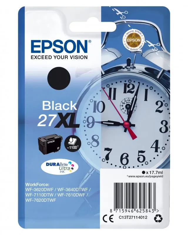 Tinteiro EPSON 27 Preto XL + Alarme RF - WF36xx/7110/7210/76xx/77xx