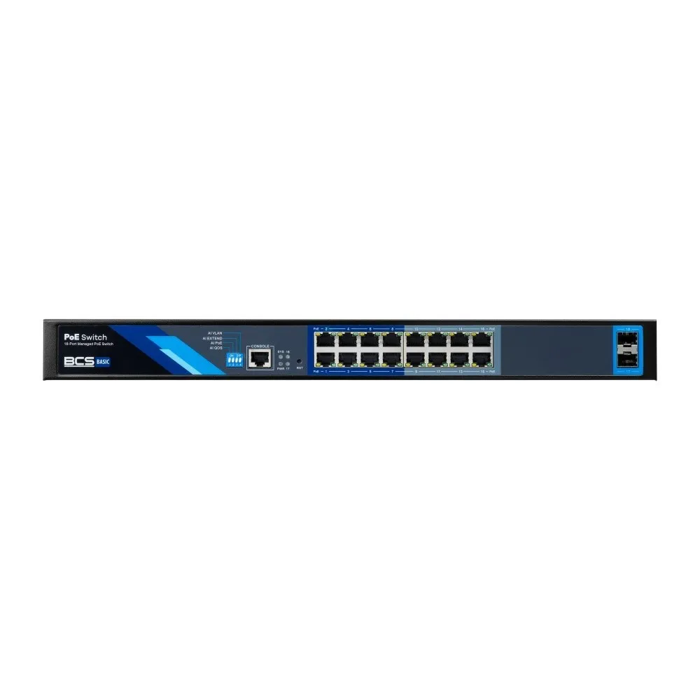 BCS BCS-B-SP16G-2SFP-M Switch PoE Gerido 16 Portas BCS-B-SP16G-2SFP-M