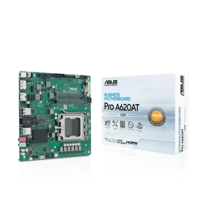ASUS Pro A620AT-CSM Motherboard Mini-ITX AMD AM5 DDR5 PCIe 4.0 7.1CH ECC SO-DIMM