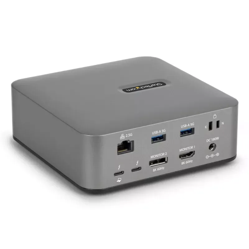 StarTech.com - Estação de engate - para portátil, tablet - USB-C / USB4 / Thunderbolt 3 / Thunderbolt 4 / Thunderbolt 5 / USB-A - DP, HDMI - 1GbE - 180 Watt - Compatível com TAA