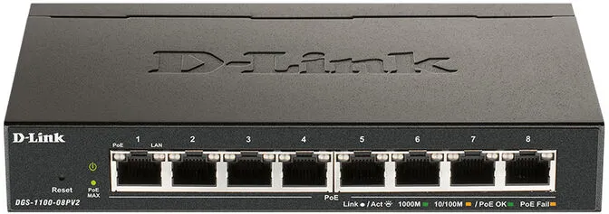 Switch D-Link DGS-1008P 8 Portas POE+ 68W Power Budget