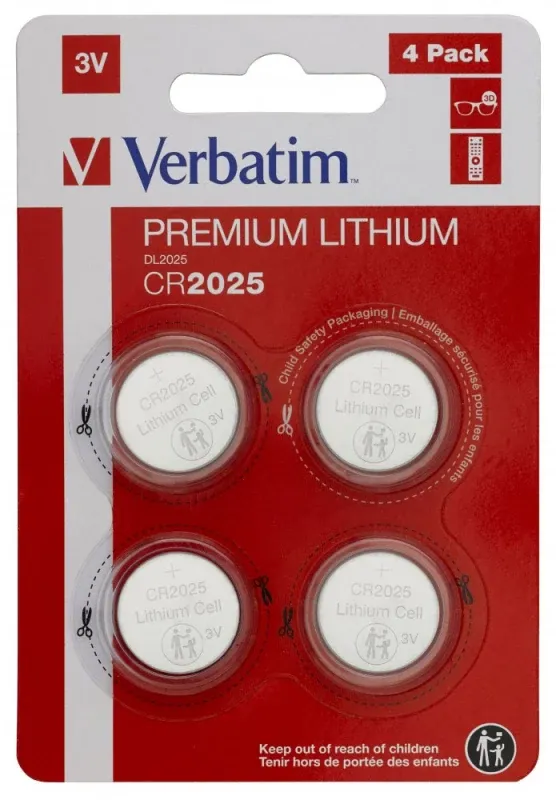 VERBATIM PILHAS CR2025 3V LITHIUM PACK 4