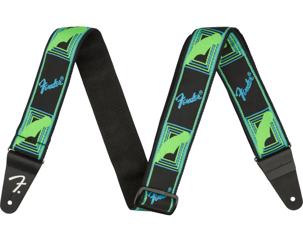 Fender Neon Monogrammed Strap Green Blue