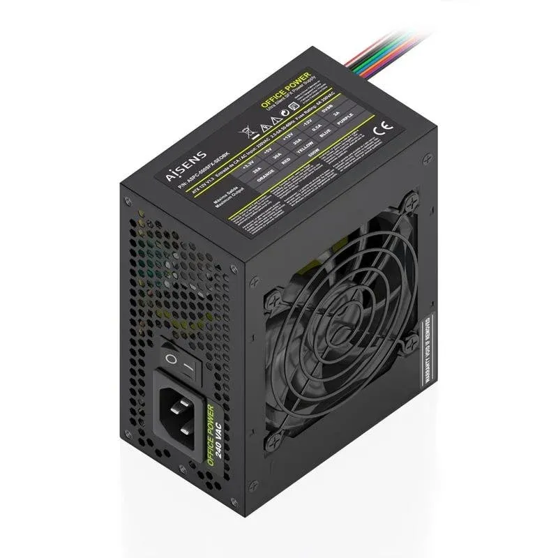 Fuente de Alimentación AISENS ASPC-500SFX-SEOBK 500W Certificação CE RoHS botão