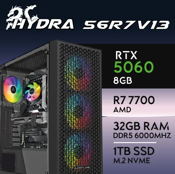 PC Gaming HYDRA-56R7V13 - R7 7700 | RTX5060 8GB | 32GB | M.2 1TB