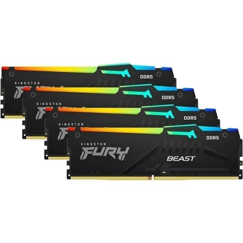 Memória RAM Kingston FURY Beast RGB 128GB 4x32GB DDR5 5200MHz CL40 RGB