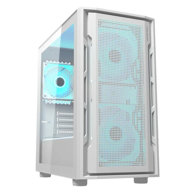 Caixa de Computador Cougar Uniface Mini RGB Caixa Gaming Micro-ATX com 3 Ventoinhas ARGB e Vidro Temperado Branca