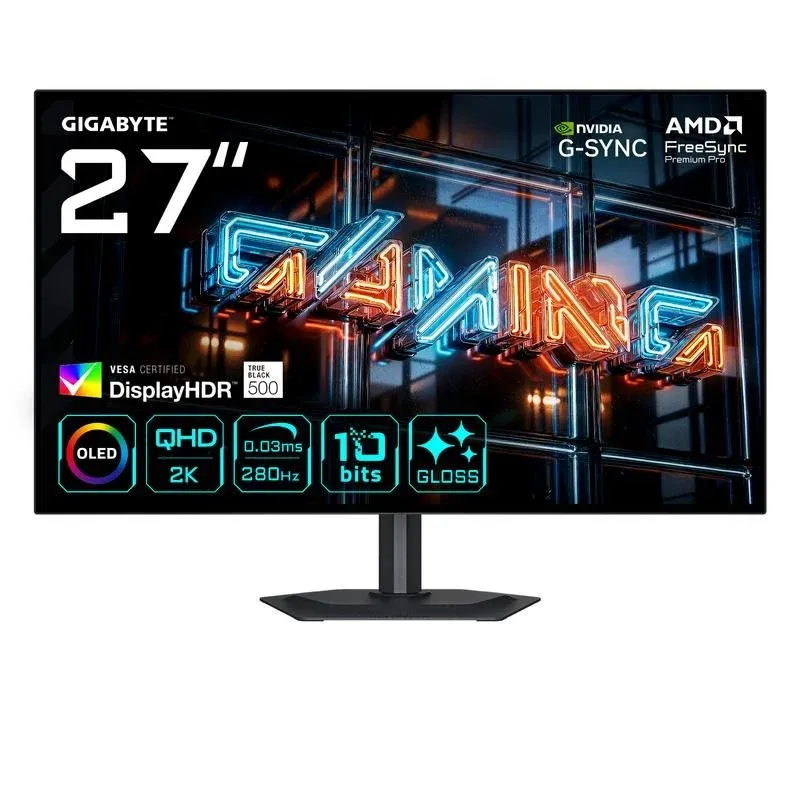 Monitor GIGABYTE MO27Q28GR 27" QHD 280Hz OLED HDR True Black Altura Ajustável