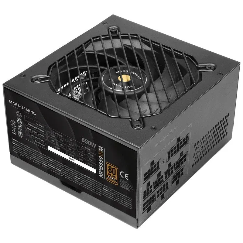 Fonte Alimentação Mars Gaming MPB650SIM Fonte de Alimentação Modular ATX 650W 80 Plus Bronze Preta