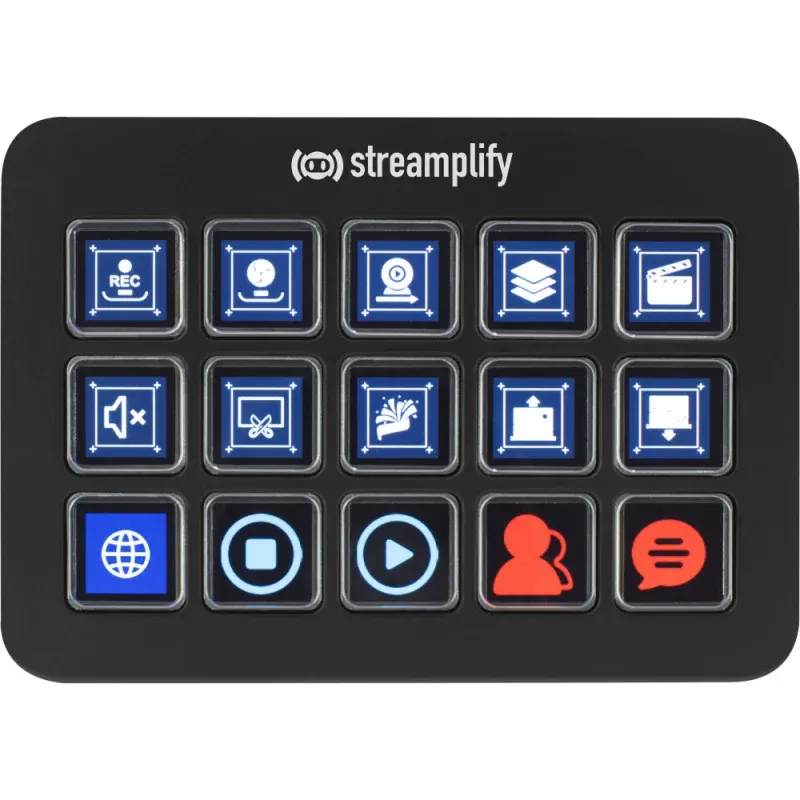 Streaming Deck Streamplify LCD 15 KEYS W/HUB - Preto