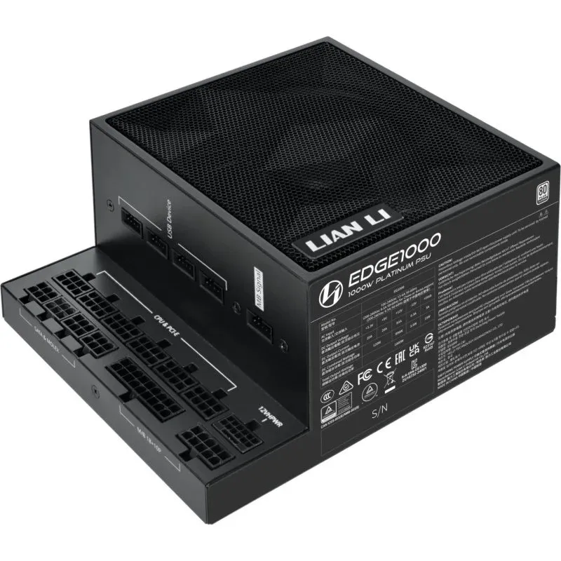 Fonte Alimentação Lian-Li EDGE 1000 ATX 3.1 PCIe 5.1 Black 1000W 80 Plus Platinum Modular