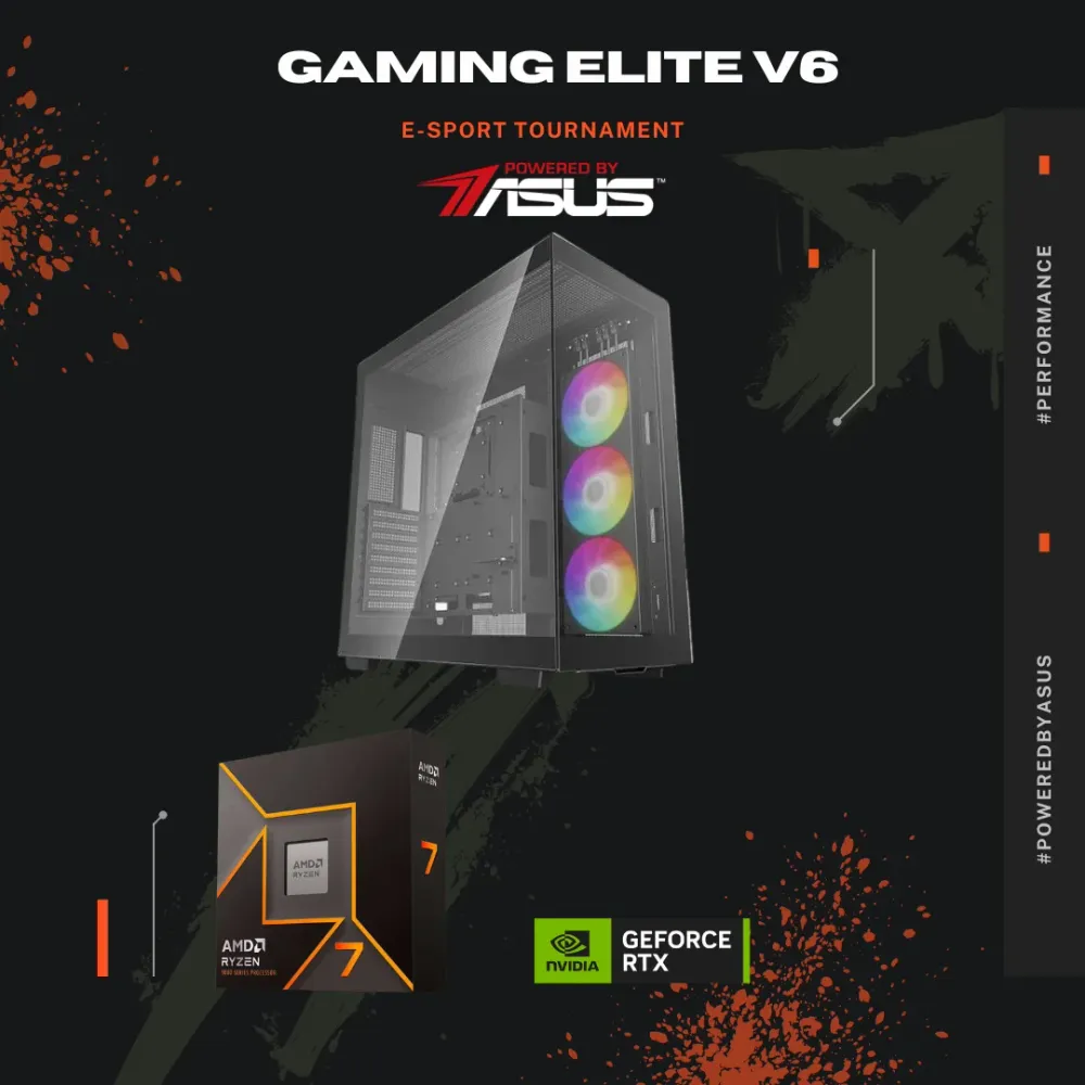 Computador Gaming Elite V6 Powered By ASUS Ryzen 7 7800X3D 32GB 2TB SSD RX 9070
